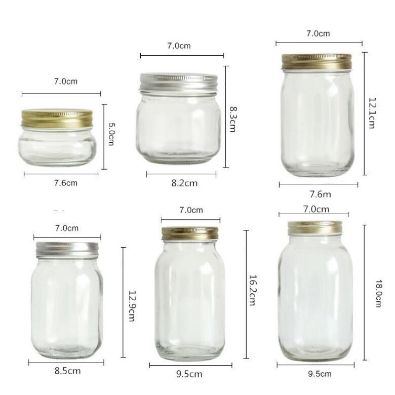 Kitchenware Supplier 150ml 250ml 380ml 500ml 750ml 1000ml Empty Glass Jars Packaging with Lids
