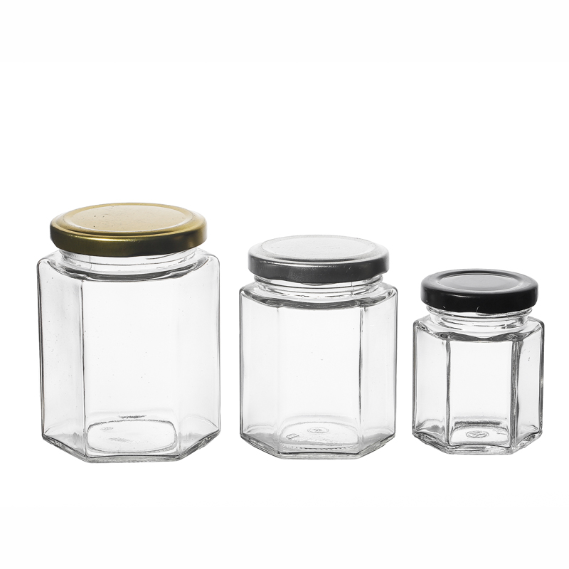 Kitchenware Wholesale Multiple Capacities High Quality Customize Storage Glass Hexagon Jar for Food