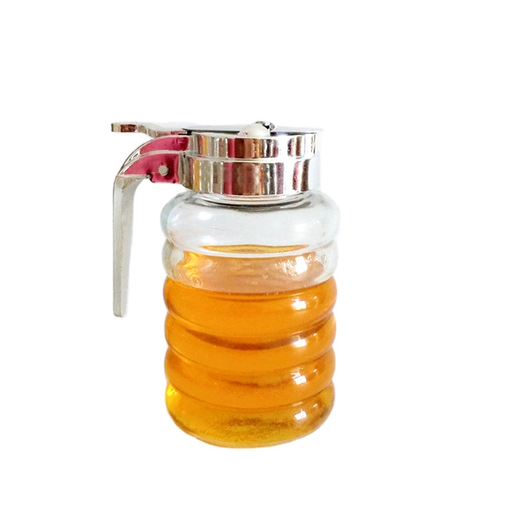 Kitchenware empty 260ml glass jar with handle and metal lid for condiment seasonings