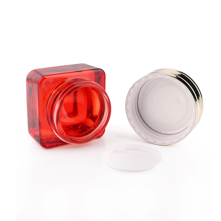 Korean 15ml 1/2 fl oz empty square mini container cosmetic eye cream packaging jar amber thick based glass with caps