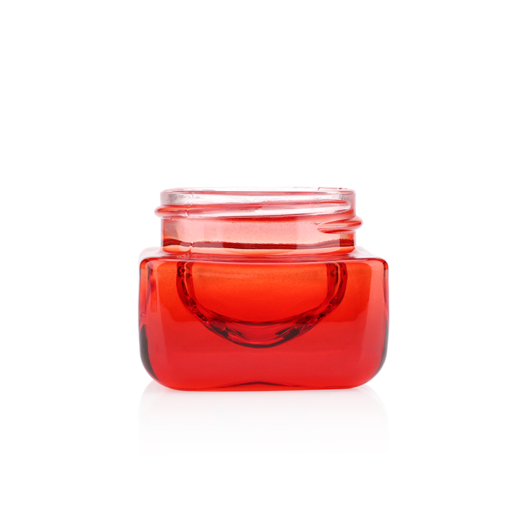 Korean 15ml 1/2 fl oz empty square mini container cosmetic eye cream packaging jar amber thick based glass with caps