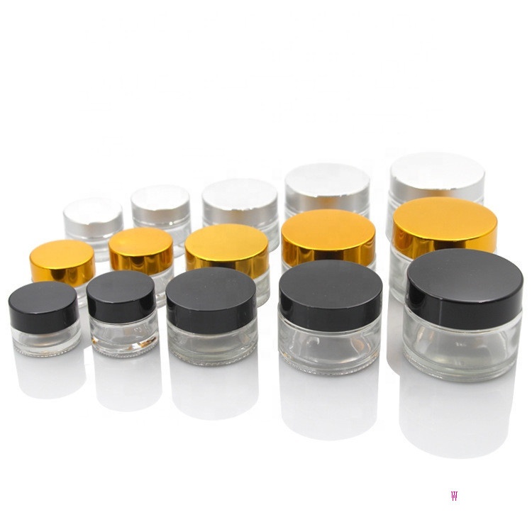 L001 4oz gold  black white lid cosmetic cream glass jar