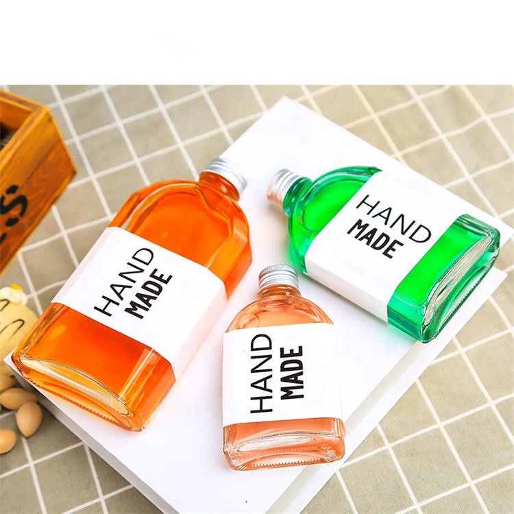 LA001 Clear 100ml 200ml 350ml juice jar cold brew coffee beverage wine drinking milk flat water glass bottle