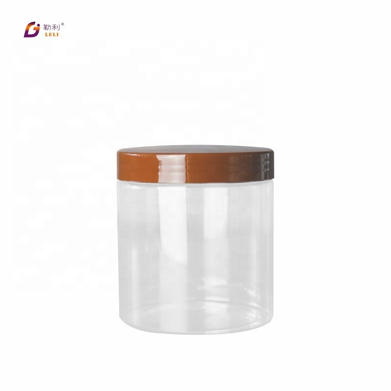 LA001 Clear plastic PET jar plastic jar with aluminium lid and white inner seal