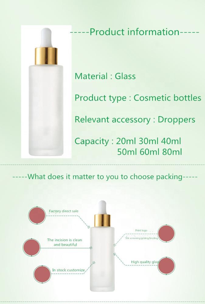LA001 Custom cosmetic packaging refillable flat shoulder essential oil glass dropper bottle