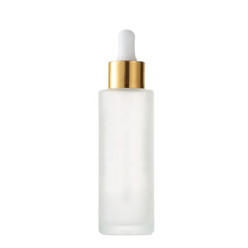 LA001 Customized logo frosted flat shoulder glass serum oil skin care dropper bottle