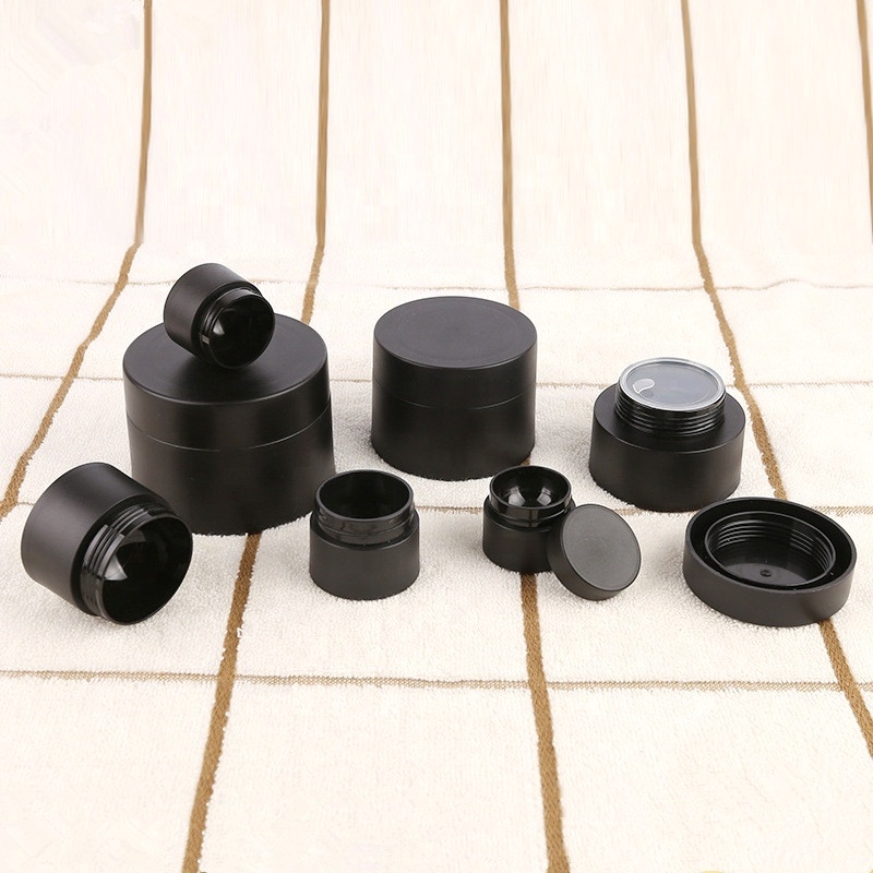 LA001 Matte black round straight side packaging face mask cosmetic cream jar