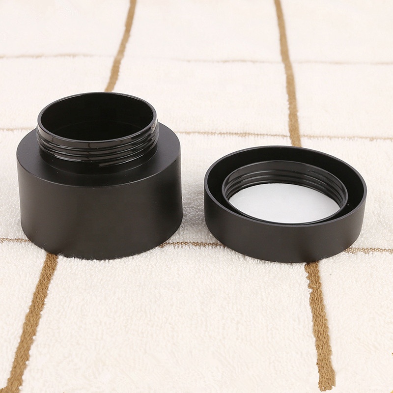 LA001 Matte black round straight side packaging face mask cosmetic cream jar
