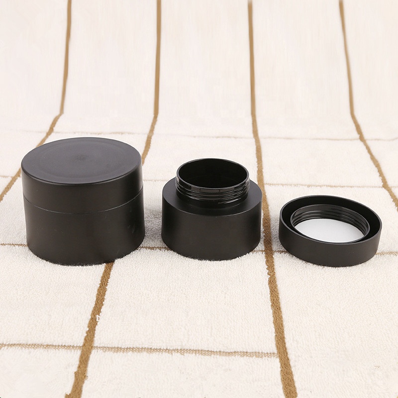 LA001 Matte black round straight side packaging face mask cosmetic cream jar