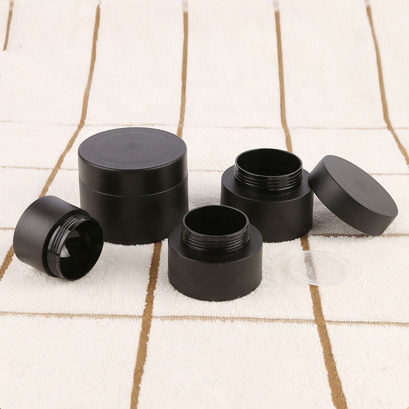 LA001 Matte black round straight side packaging face mask cosmetic cream jar