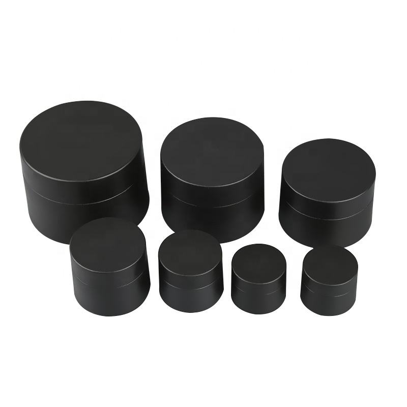 LA001 Matte black round straight side packaging face mask cosmetic cream jar