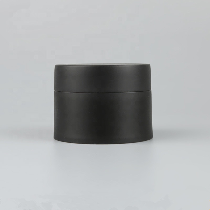 LA001 Matte black round straight side packaging face mask cosmetic cream jar