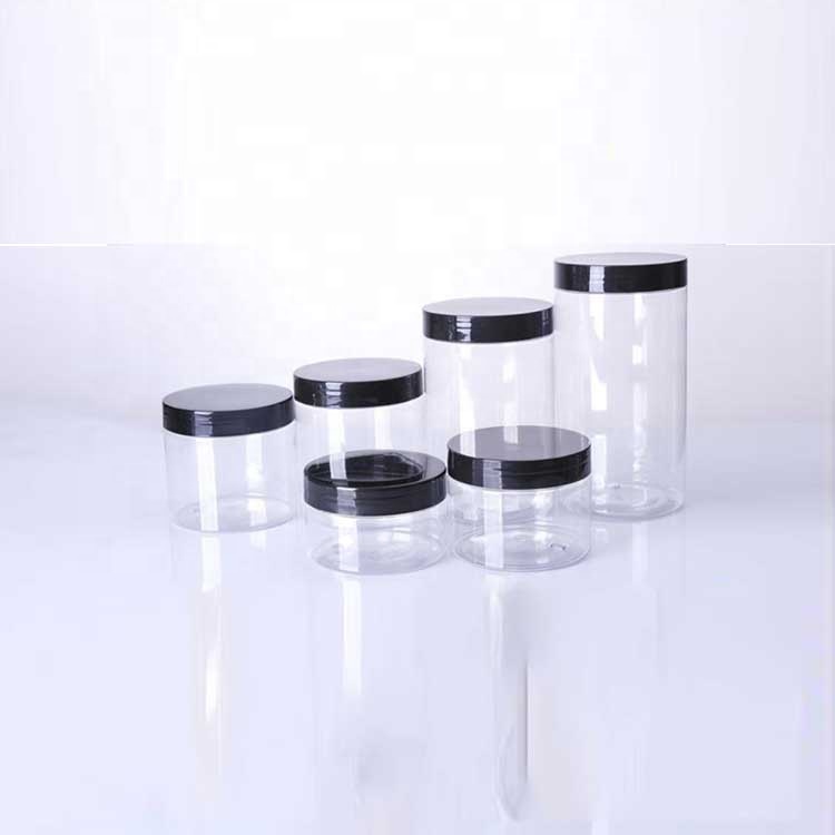 LA001 Plastic lid aluminum lid tall 500 ml transparent pet plastic jar for dry food storage cosmetic