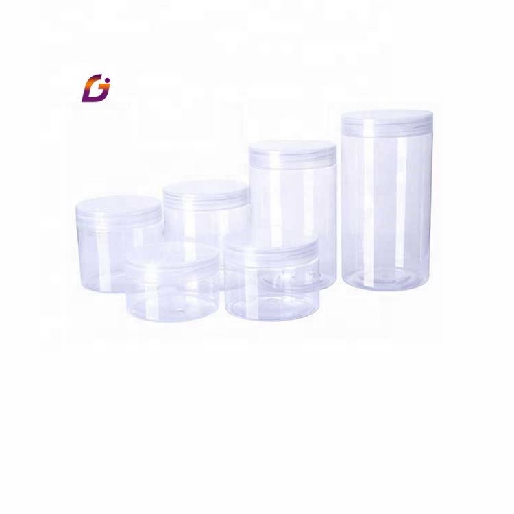LA001 Plastic lid aluminum lid tall 500 ml transparent pet plastic jar for dry food storage cosmetic