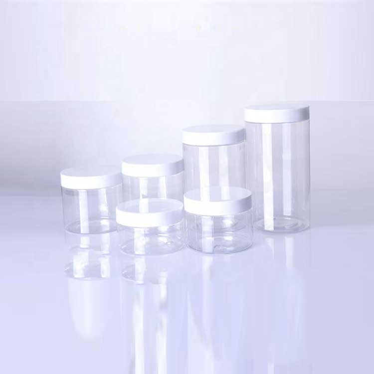 LA001 Plastic lid aluminum lid tall 500 ml transparent pet plastic jar for dry food storage cosmetic