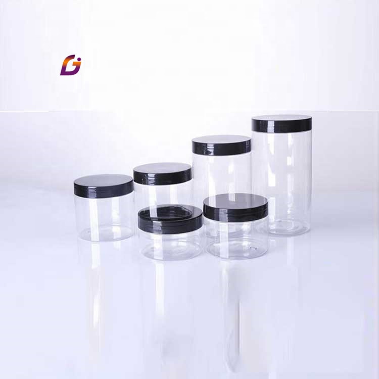 LA001 Plastic lid aluminum lid tall 500 ml transparent pet plastic jar for dry food storage cosmetic