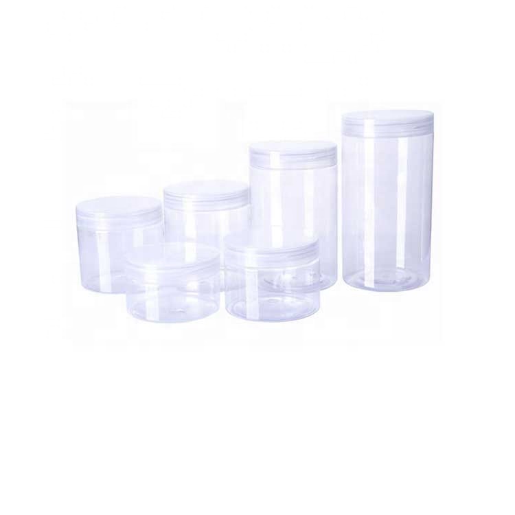 LA001 Plastic lid aluminum lid tall 500 ml transparent pet plastic jar for dry food storage cosmetic