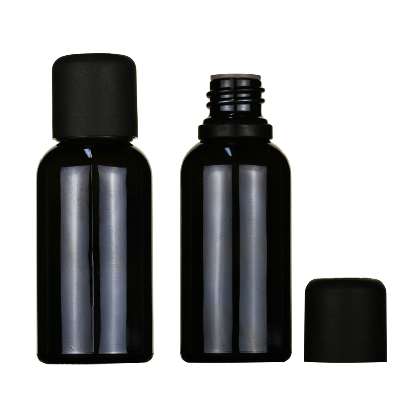 LANJING  10ml 20ml 30ml 50ml  Gloss Black Glass Essential Oil  Bottle with Screw Cap