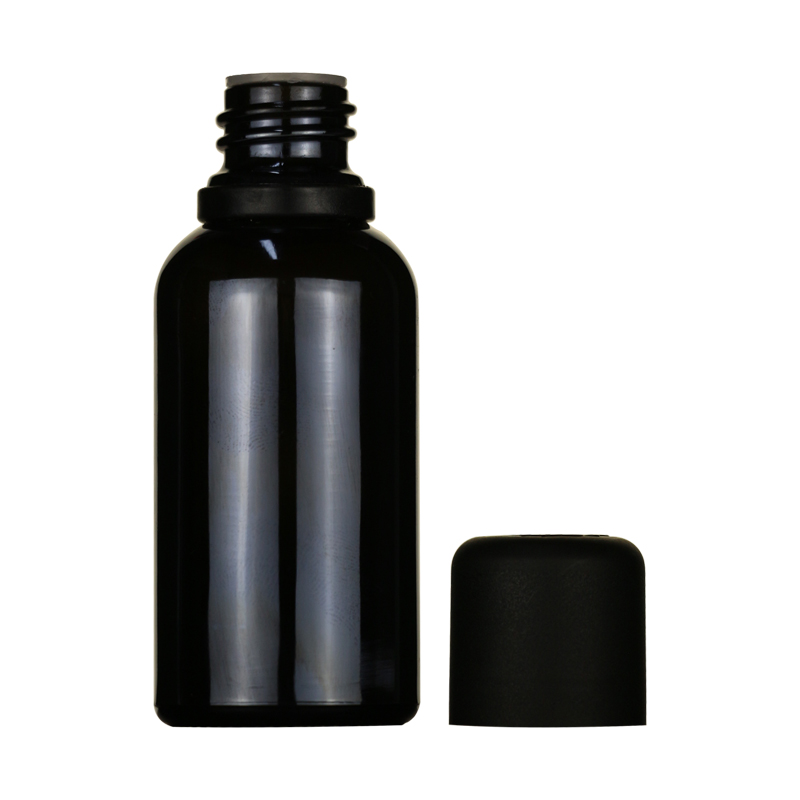 LANJING 10ml 20ml 30ml 50ml Gloss Black Glass Essential Oil Bottle with Screw Cap
