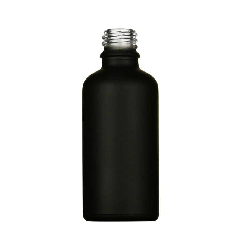 LANJING 10ml 20ml 30ml 50ml Matte Frosted Black Glass Essential Oil Bottle with Dropper or Screw Cap