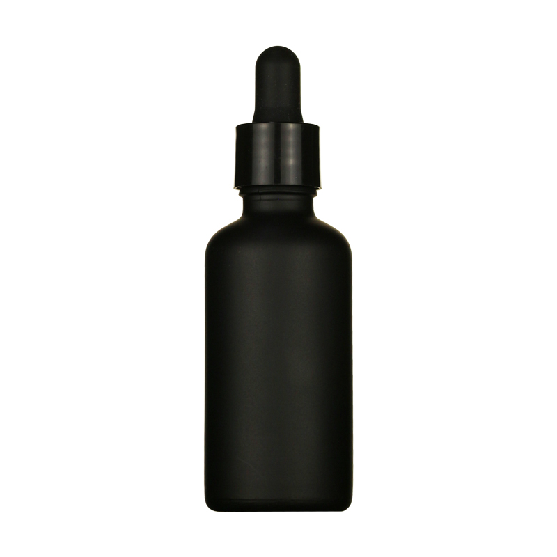 LANJING 10ml 20ml 30ml 50ml Matte Frosted Black Glass Essential Oil Bottle with Dropper or Screw Cap