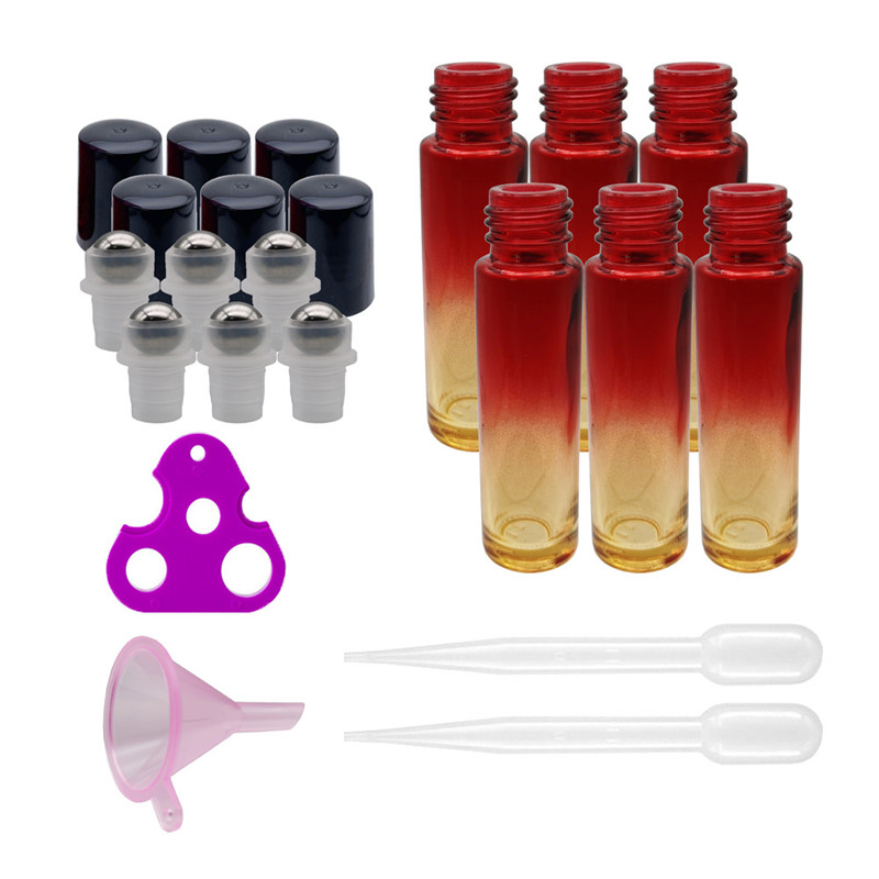 LANJING 10ml Gradient Color Thickness Wall Roller Bottle with Stainless Steel Ball