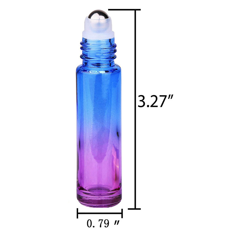 LANJING 10ml Gradient Color Thickness Wall Roller Bottle with Stainless Steel Ball