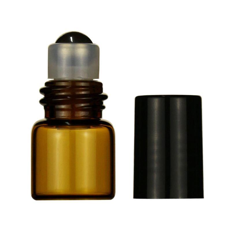 LANJING 1ml 2ml 3ml Amber Glass Roll On Bottle Perfume Bottle With Roller Ball for Essential Oils