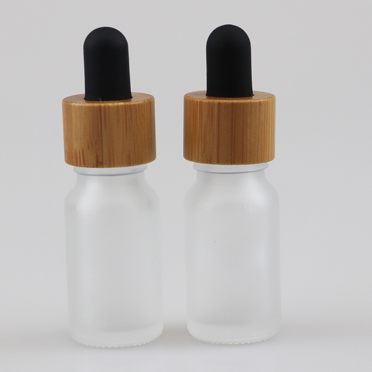 LANJING 30ml Essential Oil Bottle Clear Round Glass Dropper Bottle with Bamboo Cap