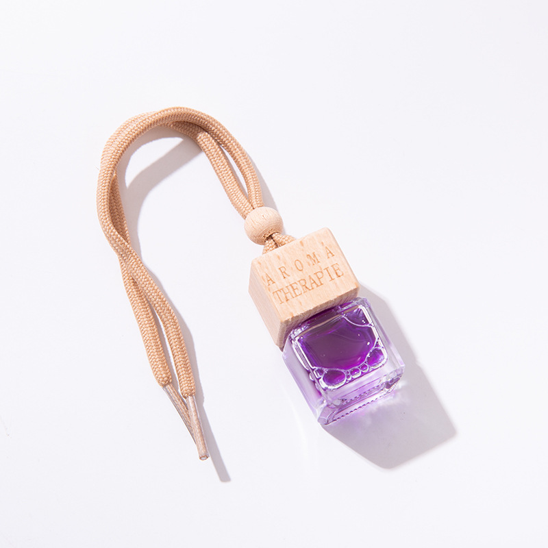 LANJING 5ml 10ml New empty glass gradient car perfume bottle with wooden cap C Diffuser Bottle