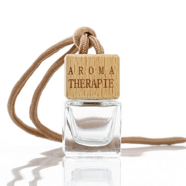 LANJING 5ml 10ml New empty glass gradient car perfume bottle with wooden cap C Diffuser Bottle