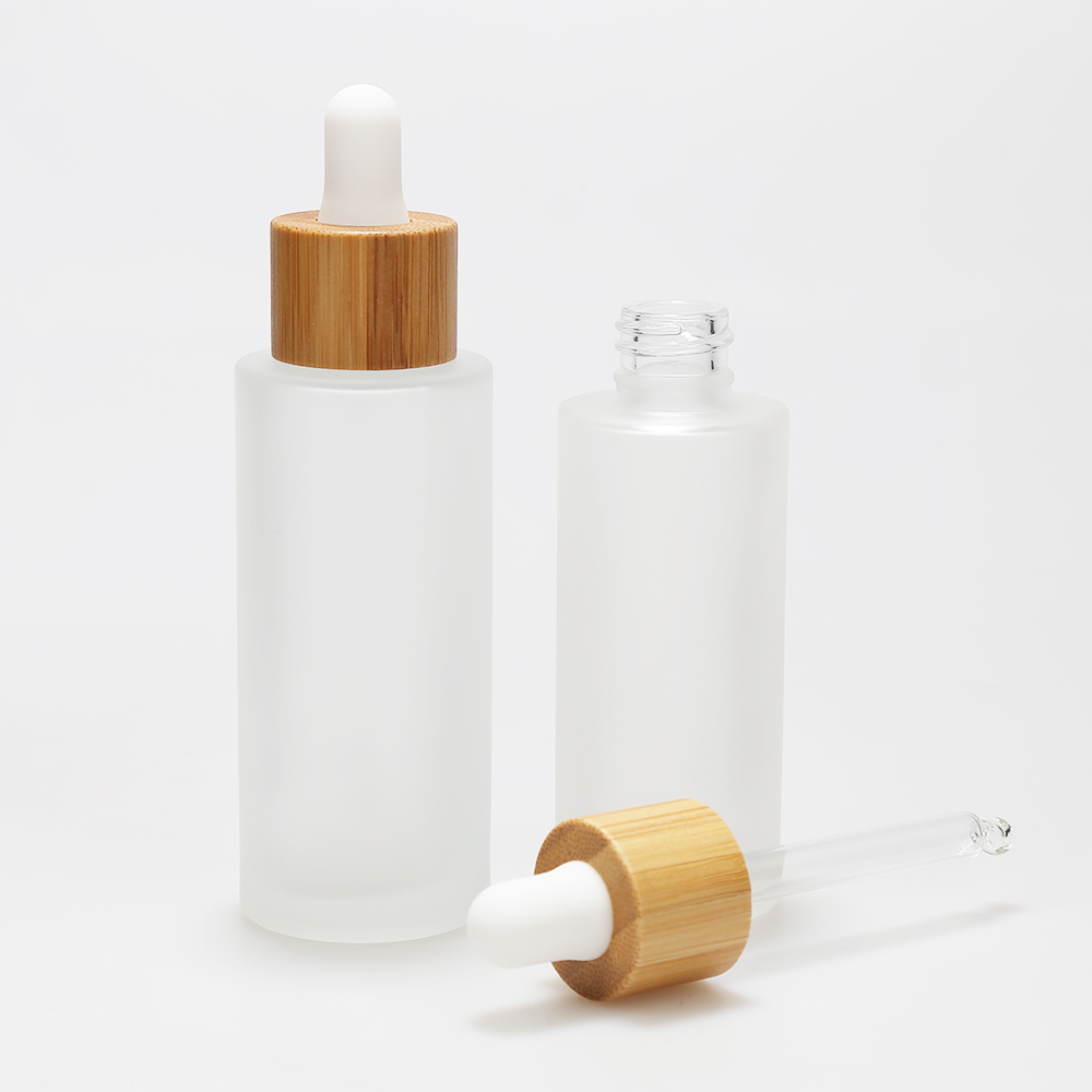 LANJING Bamboo Dropper Wood Cap 30ml 50ml 60ml 100ml Bamboo Glass Bottle with Spray Pump