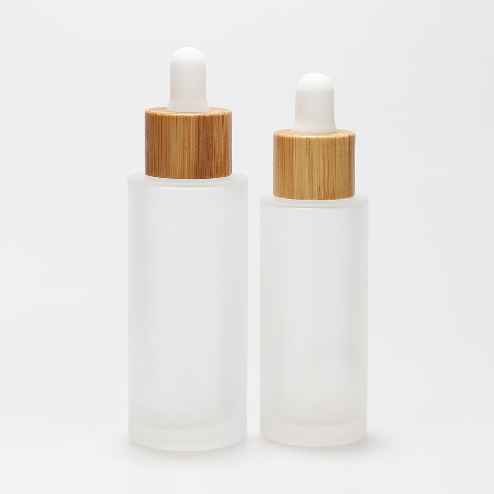 LANJING Bamboo Dropper Wood Cap 30ml 50ml 60ml 100ml Bamboo Glass Bottle with Spray Pump