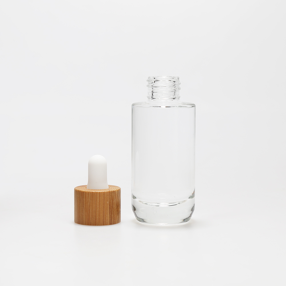 LANJING Bamboo Dropper Wood Cap 30ml 50ml 60ml 100ml Bamboo Glass Bottle with Spray Pump