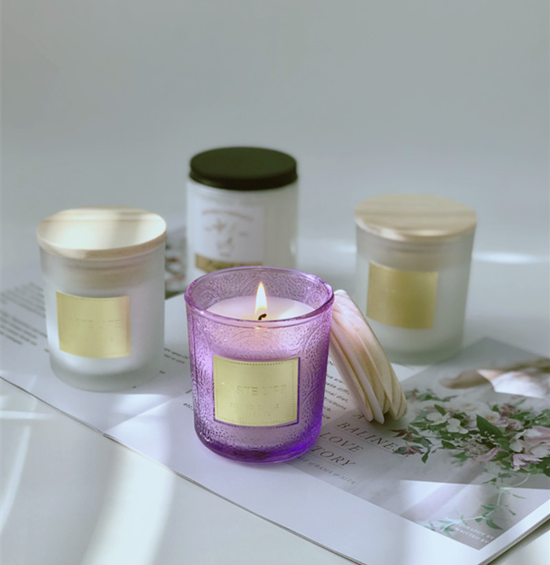 LANJING Black White Glass Candle Jar With Metal Caps for Candle Making Home Fragrance