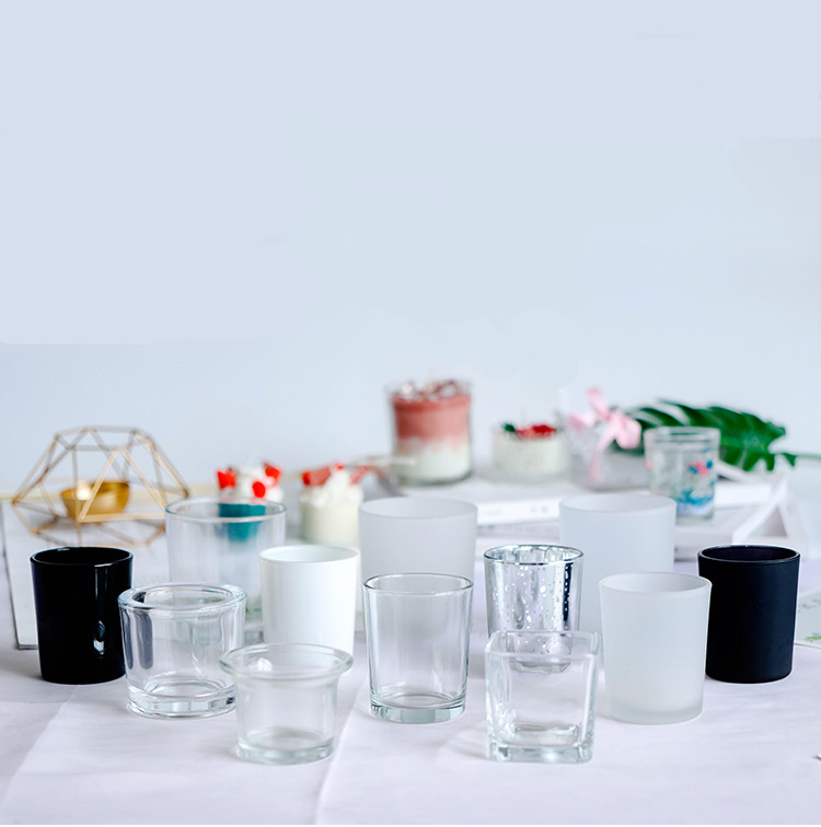 LANJING Black White Glass Candle Jar With Metal Caps for Candle Making Home Fragrance