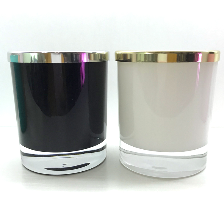 LANJING Black White Glass Candle Jar With Metal Caps for Candle Making Home Fragrance