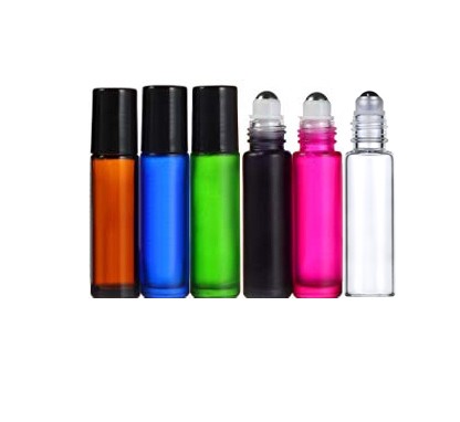 LANJING Custom 3ml 5ml 15ml Printing Frosted White Biack Gold Amber Cosmetic Packaging Glass Roller On Bottle