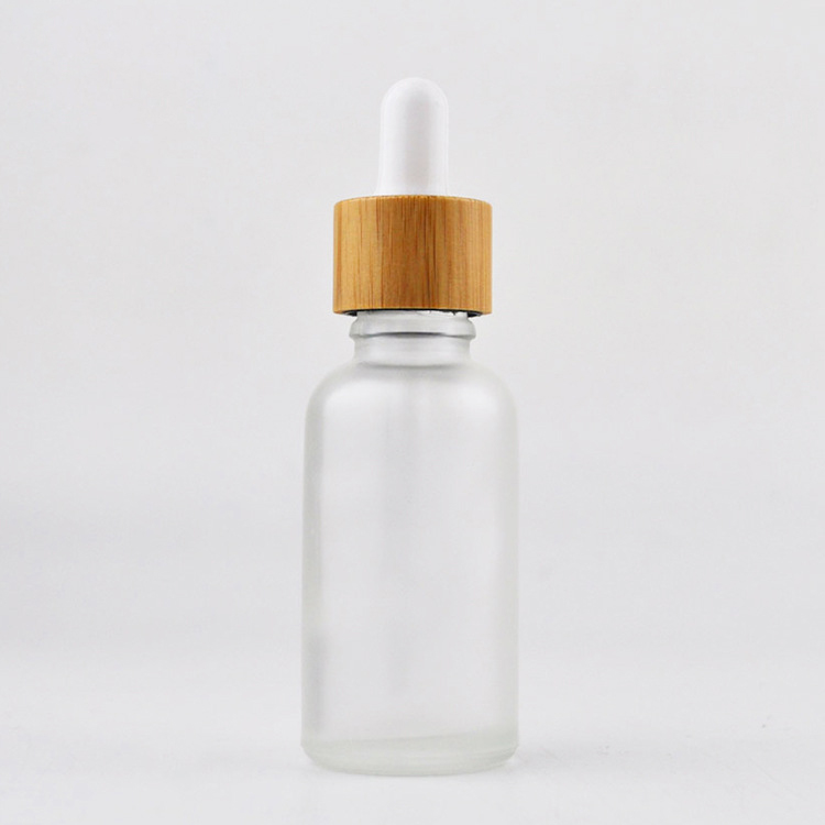 LANJING Empty Cosmetic Glass Dropper Bottle blue green clear amber bamboo essential oil bottle bamboo dropper bottle
