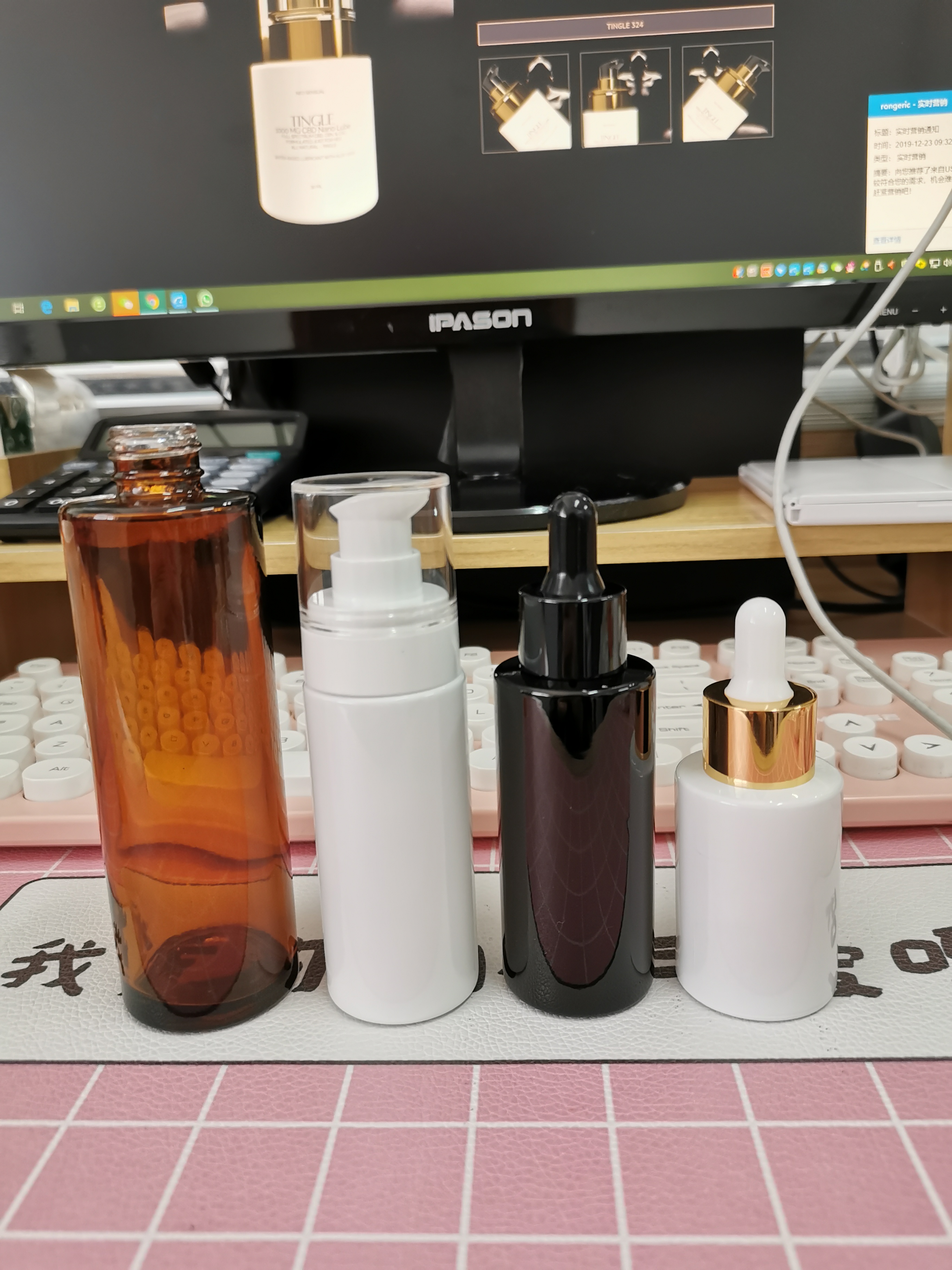 LANJING Frosted Clear Amber 30ml 50ml 60ml 100ml Round Flat Shoulder Glass Serum Bottle with pipette