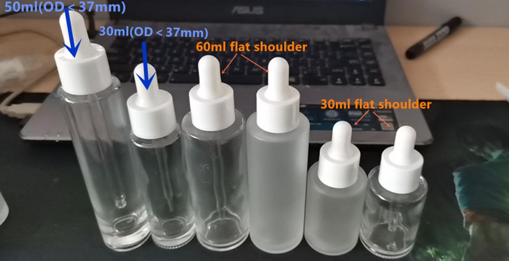 LANJING frosted clear amber 30ml 50ml 60ml 100ml round flat shoulder glass dropper bottle with spray pump