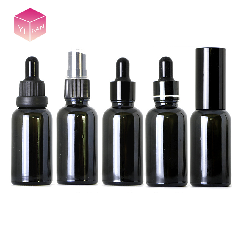 LANJING wholesales 5ml 10ml 15ml 30ml 50ml 100ml 150ml empty matte black glass dropper bottle for essential oils