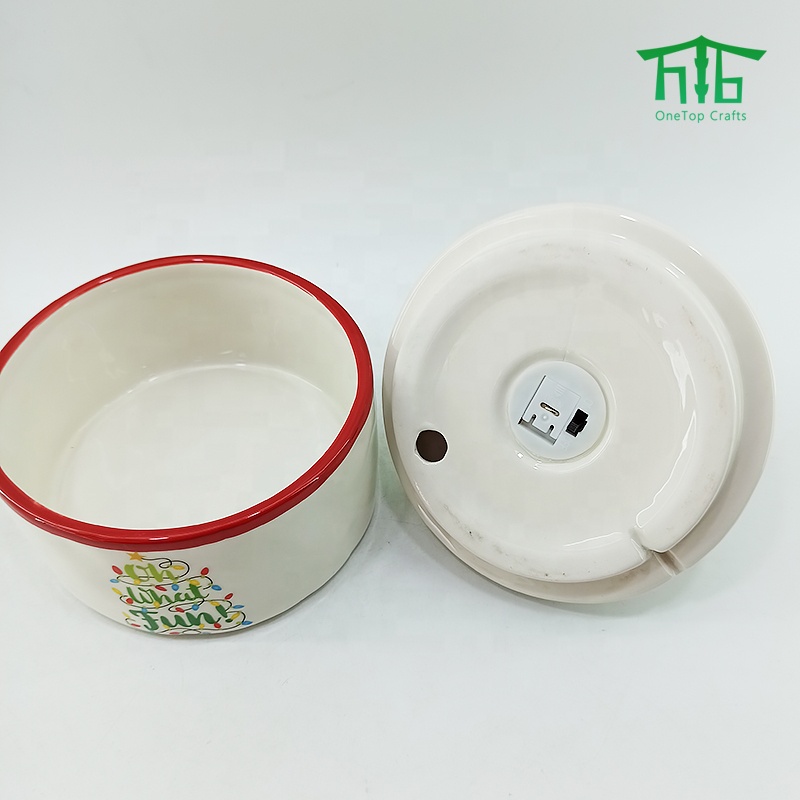 LED CHRISTMAS TREE COOKIE JAR Ceramic Canister with Led Night light Lid Christmas Cookie Jar Kitchen Canister Sets