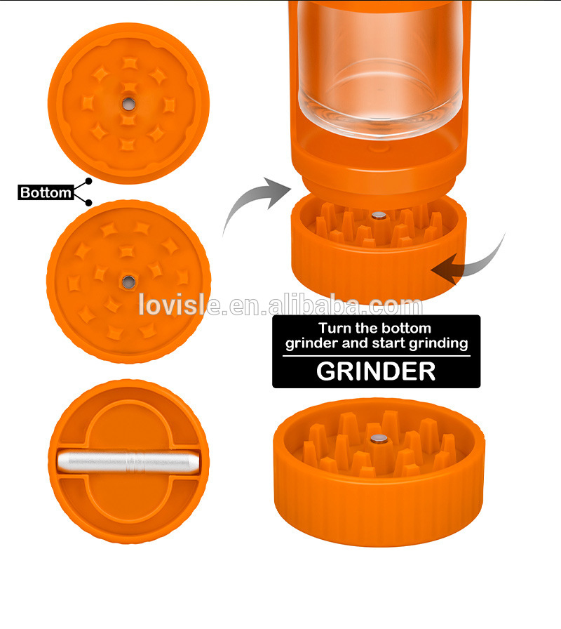 LED Storage Jar With Grinder Acrylic Light-Up Air Tight Transparent Storage Magnifying Viewing Jar