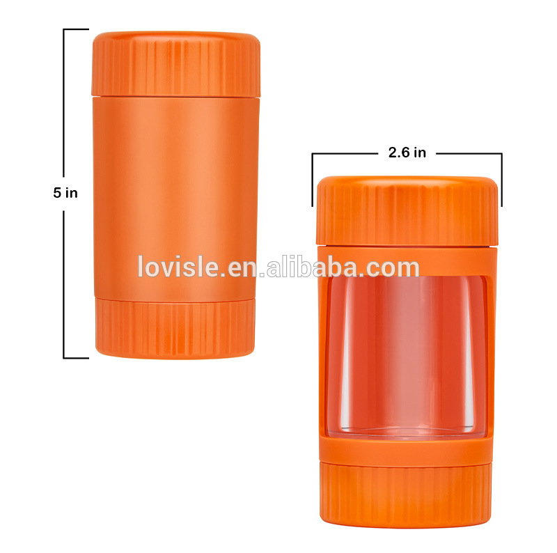 LED Storage Jar With Grinder Acrylic Light-Up Air Tight Transparent Storage Magnifying Viewing Jar
