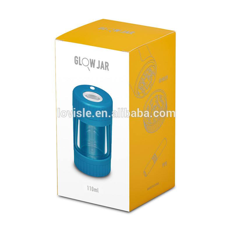 LED Storage Jar With Grinder Acrylic Light-Up Air Tight Transparent Storage Magnifying Viewing Jar