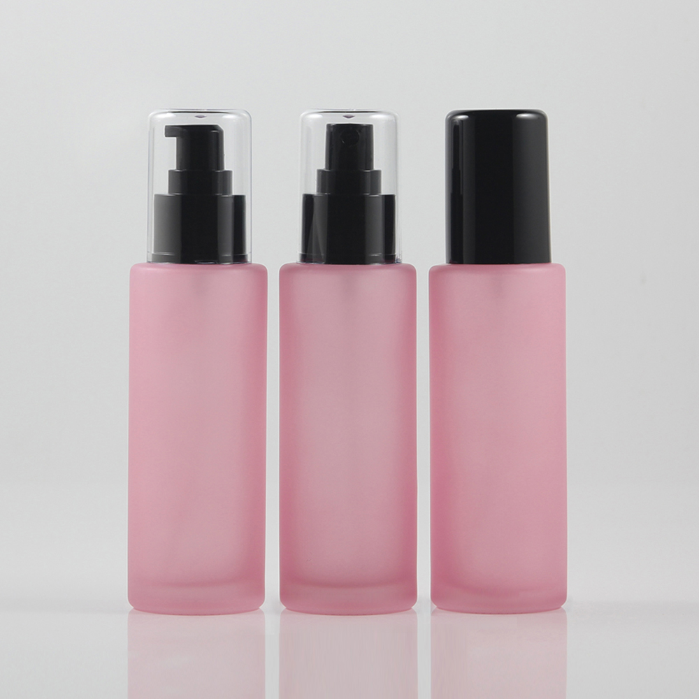 LGX21A Lotion/Spray Pump Pink 100ml Bottle with Clear/Black Cap
