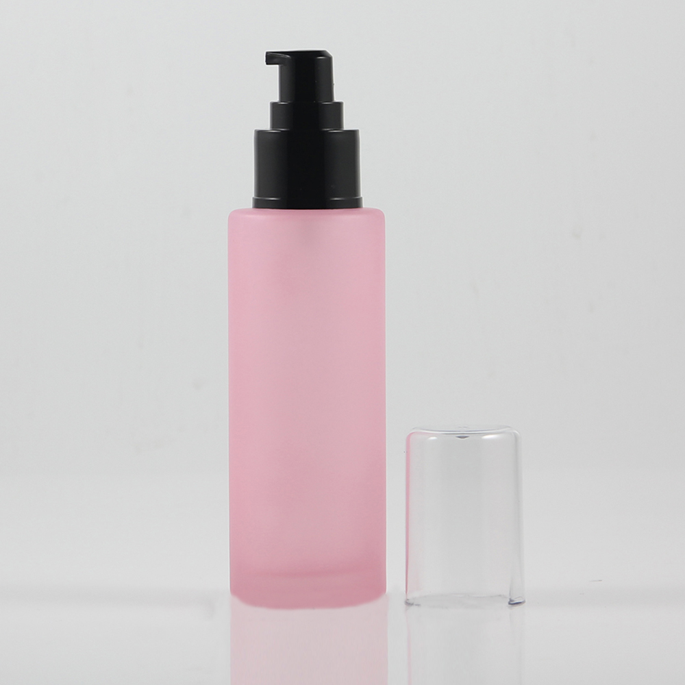 LGX21A Lotion/Spray Pump Pink 100ml Bottle with Clear/Black Cap
