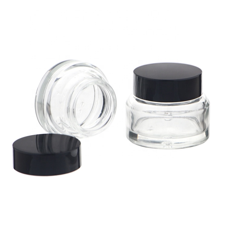 LOW MOQ 30 Gram Clear Glass Cosmetic Packaging Containers Jar Keep Fresh For Lotion, Ointments, Body Scrubs