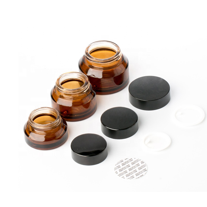 LOW MOQ 30g Cheap Empty Narrow Mouth Amber Glass Cream Round Jar